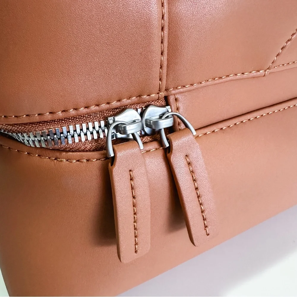 Monos Metro Saddle Tan Vegan Leather Weekender Travel Bag - Picture 9 of 13